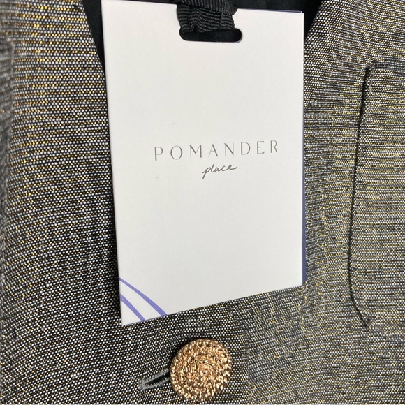 Pomander Place Coventry Metallic Keira Mini Dress-Women’s M-Gray/Gold-Preppy-NEW - Picture 5 of 10